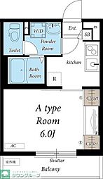 小田急小田原線 相模大野駅 徒歩16分の賃貸マンション 1階1Kの間取り