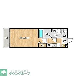 小田急小田原線 相武台前駅 徒歩8分の賃貸アパート 3階1Kの間取り