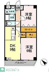 小田急小田原線 相模大野駅 徒歩25分の賃貸マンション 1階2LDKの間取り