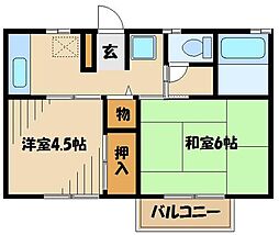 小田急小田原線 町田駅 バス20分 下常盤下車 徒歩3分の賃貸アパート 1階2Kの間取り