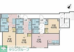 JR横浜線 町田駅 徒歩13分の賃貸アパート 3階1Kの間取り