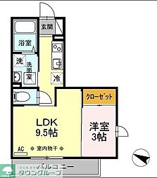 小田急小田原線 小田急相模原駅 徒歩5分の賃貸アパート 1階1LDKの間取り