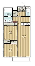 ＲａｂｅII 1階2LDKの間取り