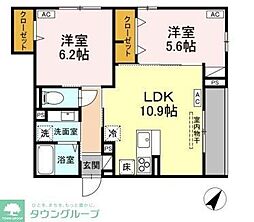 小田急小田原線 町田駅 徒歩18分の賃貸アパート 2階2LDKの間取り