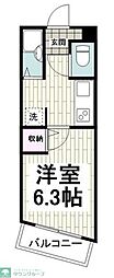 小田急小田原線 相模大野駅 徒歩20分の賃貸マンション 2階1Kの間取り