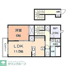 JR横浜線 相模原駅 徒歩18分の賃貸アパート 2階1SLDKの間取り