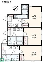 JR横浜線 矢部駅 徒歩3分の賃貸アパート 3階1Kの間取り