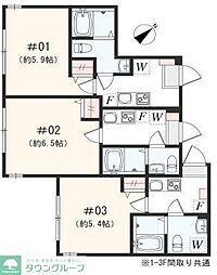 JR横浜線 矢部駅 徒歩2分の賃貸アパート 3階1Kの間取り