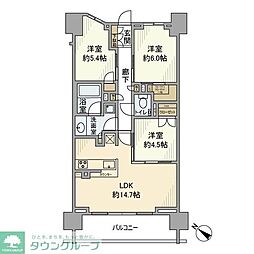 小田急小田原線 町田駅 徒歩5分の賃貸マンション 13階3LDKの間取り