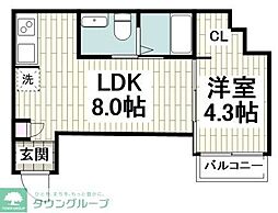 JR横浜線 町田駅 徒歩12分の賃貸アパート 1階1LDKの間取り