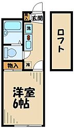 JR横浜線 相模原駅 徒歩16分の賃貸アパート 1階1Kの間取り