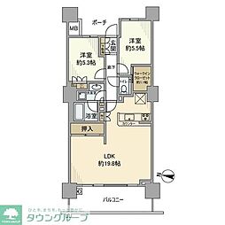 パークスクエア相模大野タワーアンドレジデンス 3階2LDKの間取り