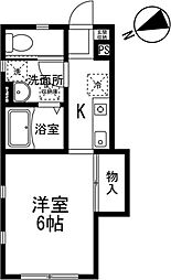 JR横浜線 古淵駅 徒歩18分の賃貸アパート 1階1Kの間取り