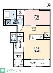 JR横浜線 相模原駅 徒歩19分の賃貸アパート 1階1LDKの間取り