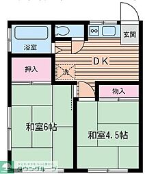万福荘 2Kの間取図画像