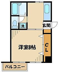 ウェル相武台パート1 1Kの間取図画像