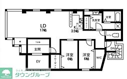H・I・Tビル 2LDKの間取図画像