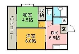メゾンヤマゴ 2DKの間取図画像