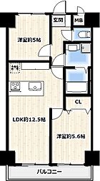 モナークマンション鶴見 2LDKの間取図画像