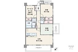 ライオンズマンション水無瀬第2 2SLDKの間取図画像