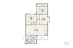 高槻グリーンハイツA棟 3LDKの間取図画像