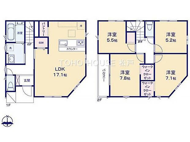 空間づくりのプロのこだわりが詰まった住宅です。リビングは広く明るく開放感があります。収納が充実しているので、タンス設置等の無駄なスペースを省けお部屋を広々とご利用できます。