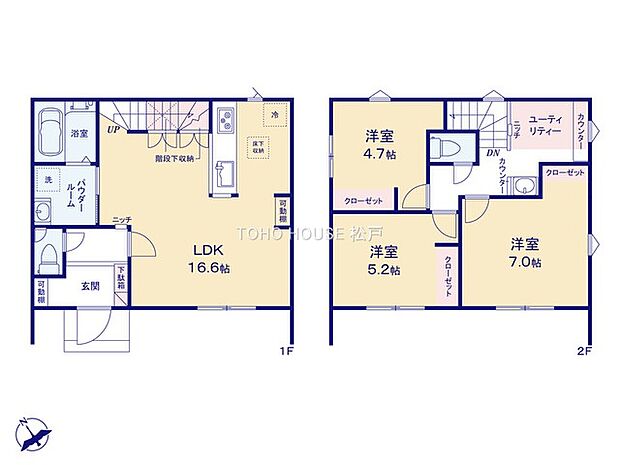 全居室収納付きで、お部屋をすっきりと整理整頓できます!家族それぞれのお荷物や季節のもの等、たっぷり収納可能!収納が充実しているので、タンス設置等の無駄なスペースを省けお部屋を広々とご利用できます。
