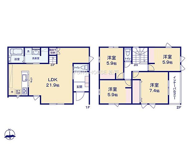 全居室収納付きで、お部屋をすっきりと整理整頓できます！家族それぞれのお荷物や季節のもの等、たっぷり収納可能！収納が充実しているので、タンス設置等の無駄なスペースを省けお部屋を広々とご利用できます。