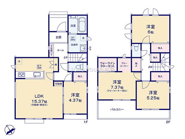 全居室収納付きで、お部屋をすっきりと整理整頓できます！家族それぞれのお荷物や季節のもの等、たっぷり収納可能！収納が充実しているので、タンス設置等の無駄なスペースを省けお部屋を広々とご利用できます。