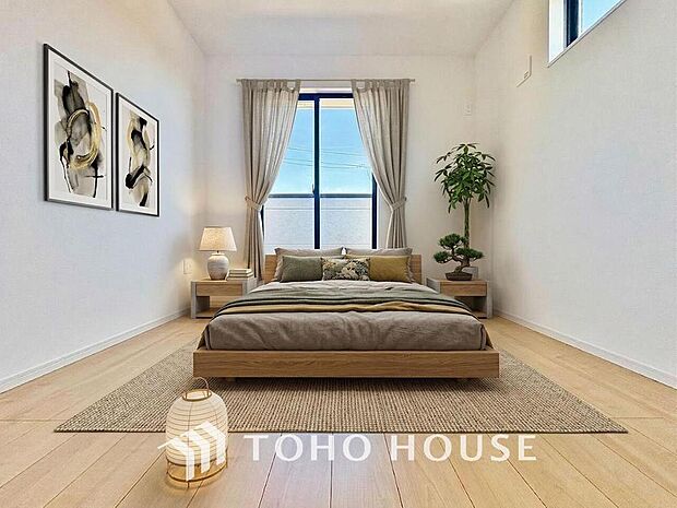 (※家具AI生成)心と体をゆったりと安らげる主寝室。寝室のゆとりが大きい分だけ、暮らしの安らぎは深まります。