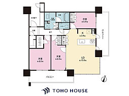 URAWA THE TOWER 3LDKの間取図画像