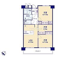 北千住パーク・ファミリア 3LDKの間取図画像