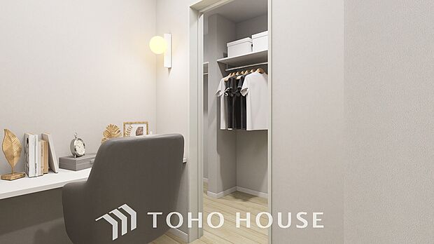 (※こちらは完成予想図です。)備え付けのスタディカウンターを設置致しましたので、ワークスペースとしても、お洗濯物を畳むスペースとしてもご活用して頂けま