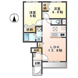 プログレスII 1階2LDKの間取り
