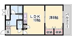 住吉マンション 4階1LDKの間取り