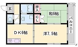 エル・ヴィエント花北 2DKの間取図画像