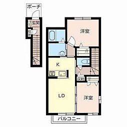 シャーメゾンＹＯＵ 2階2LDKの間取り