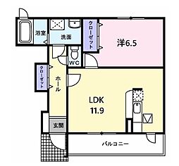 ヴィオラ壱番館Ｂ 1階1LDKの間取り