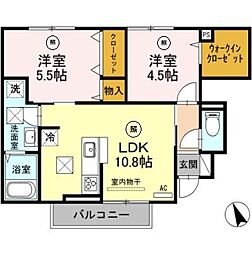 ヴィラ・フォレスティア 2LDKの間取図画像