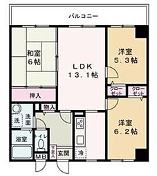ハッピーライフフジ 3LDKの間取図画像