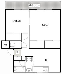 野口マンション 2DKの間取図画像