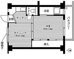 ビレッジハウス西夢前第二2号棟 1DKの間取図画像