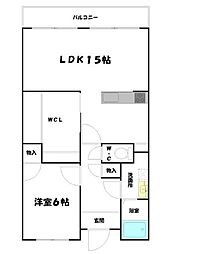 ヌーベルバーグ・イヌイ 1LDKの間取図画像