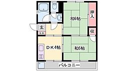 水野マンションB 2Kの間取図画像