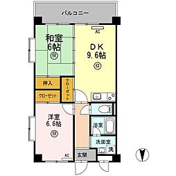 ノーブル・ヴィレッジ 2DKの間取図画像
