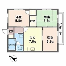 グリーンアベニュー古宮 3DKの間取図画像