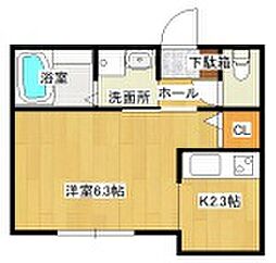 サンライズ姫路 1Kの間取図画像