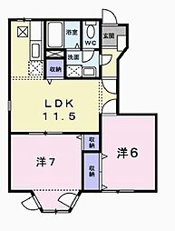 コンフォート阿江 2LDKの間取図画像