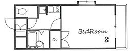 プチタウン 1Kの間取図画像