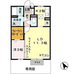 プラシード 1LDKの間取図画像